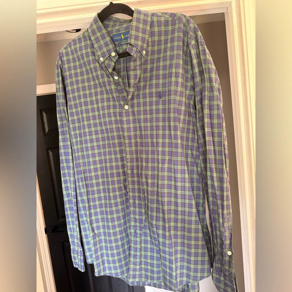 Ralph Lauren Checkered Shirt in Green and Blue